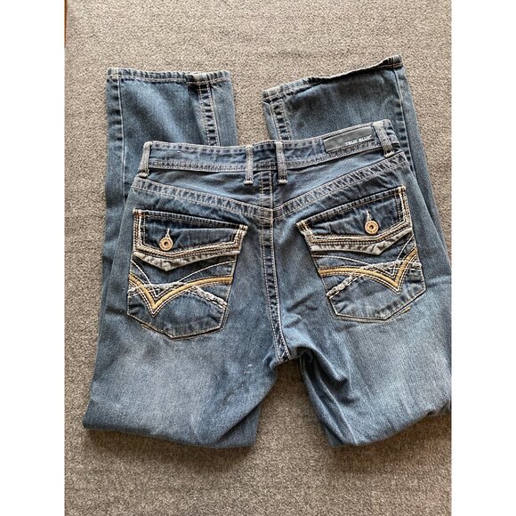 men True blue jeans 30 x 30 low rise boot 5 Pocket Factory distresed - Picture 9 of 10